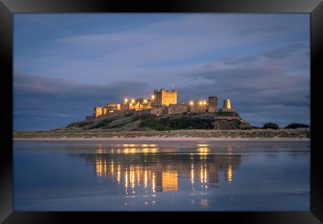Bamburgh Castle Blue Hour Framed Print by Naylor's Photography