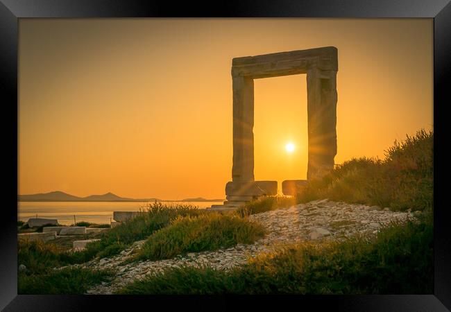 Sun sets through the Temple of Apollo Framed Print by Naylor's Photography