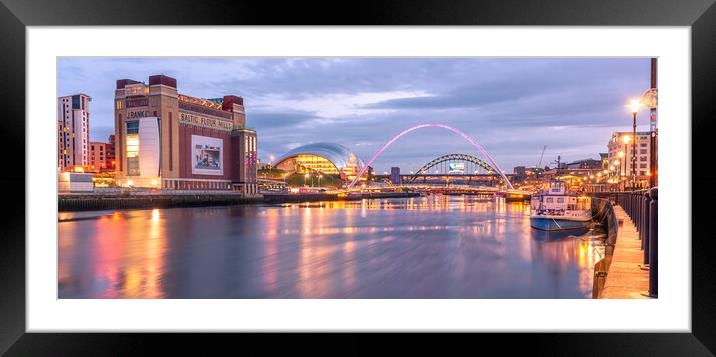 Twilight on Newcastle quayside Framed Mounted Print by Naylor's Photography