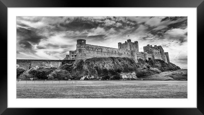 Black and White beauy Bamburgh Castle  Framed Mounted Print by Naylor's Photography
