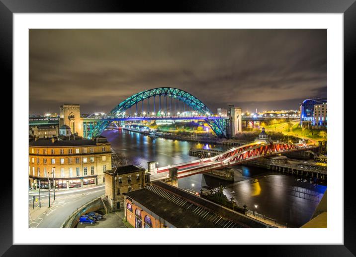 Newcastle upon Tyne Bridges Framed Mounted Print by Les Hopkinson