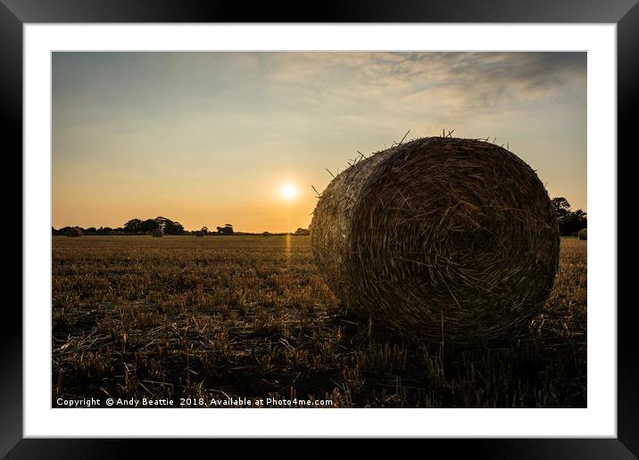 Hay Bale Sunset Framed Mounted Print by Andy Beattie