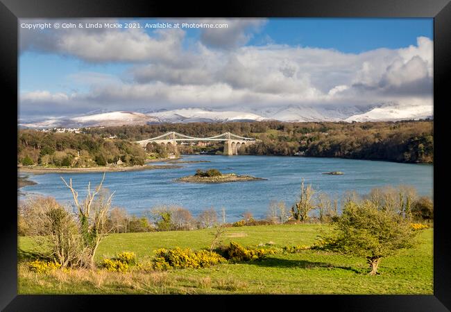 Menai Strait and Suspension Bridge, Anglesey Framed Print by Colin & Linda McKie