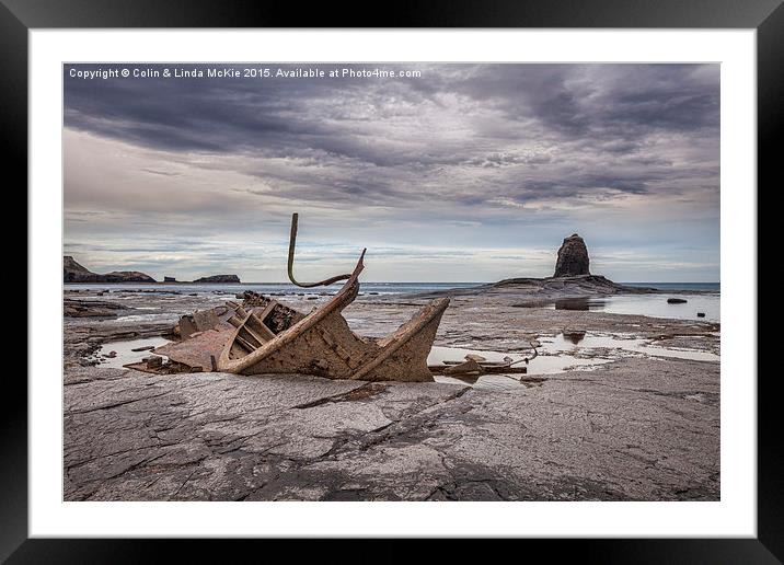 Shipwreck at Saltwick Bay Framed Mounted Print by Colin & Linda McKie