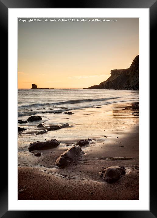 Sunrise, Saltwick Bay Framed Mounted Print by Colin & Linda McKie