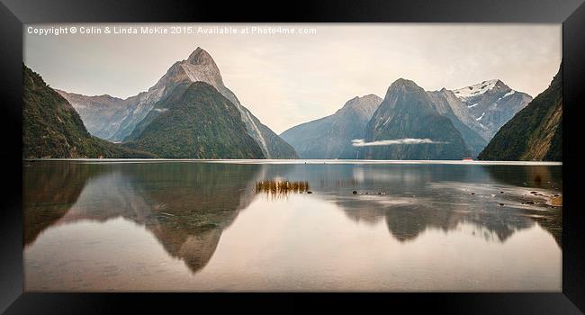 Mitre Peak, Milford Sound, in Early Morning Framed Print by Colin & Linda McKie