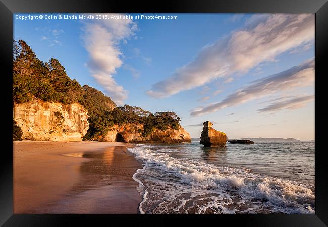 Cathedral Cove at Sunrise Framed Print by Colin & Linda McKie