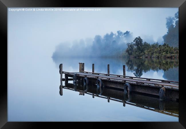  Mist, Lake Mapourika, New Zealand Framed Print by Colin & Linda McKie