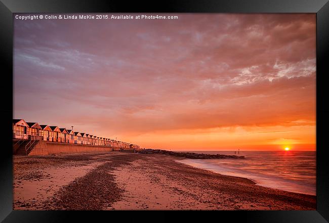 Beach Huts, Southwold at Sunrise 4 Framed Print by Colin & Linda McKie