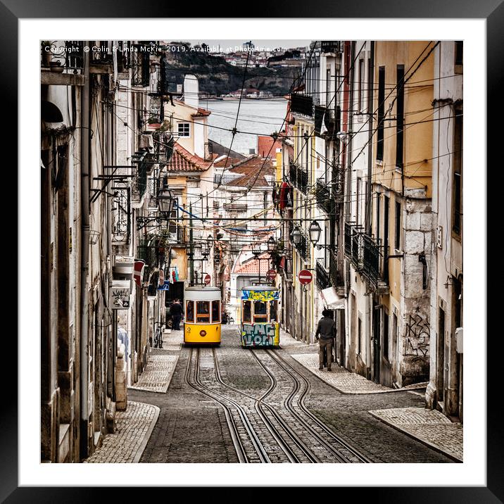 Ascensor da Bica, Lisbon, Portugal Framed Mounted Print by Colin & Linda McKie