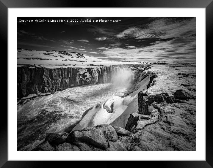 Selfoss Waterfall, North Iceland Framed Mounted Print by Colin & Linda McKie