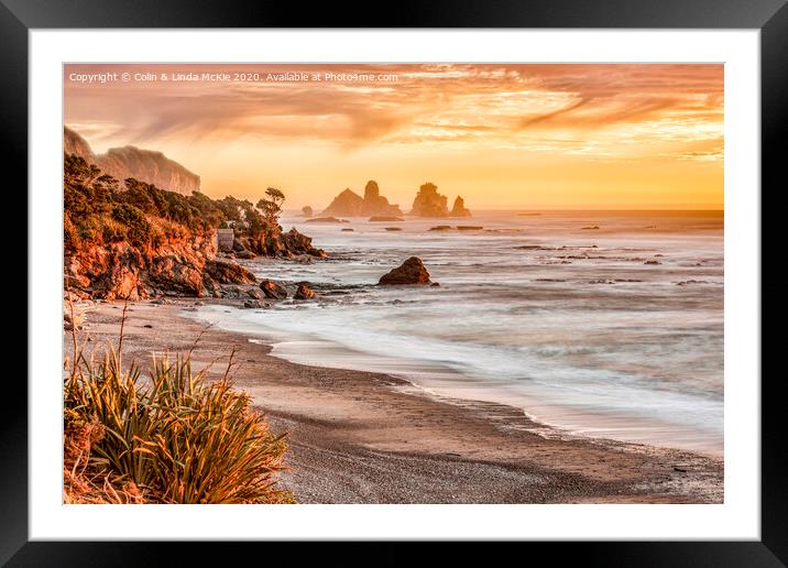 Motukiekie Rocks, West Coast, New Zealand Framed Mounted Print by Colin & Linda McKie