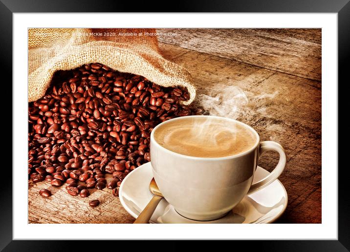 Coffee and Sack of Coffee Beans Framed Mounted Print by Colin & Linda McKie