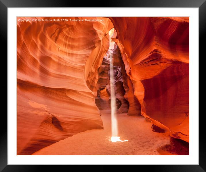 Sunbeam in Upper Antelope Canyon, Arizona Framed Mounted Print by Colin & Linda McKie