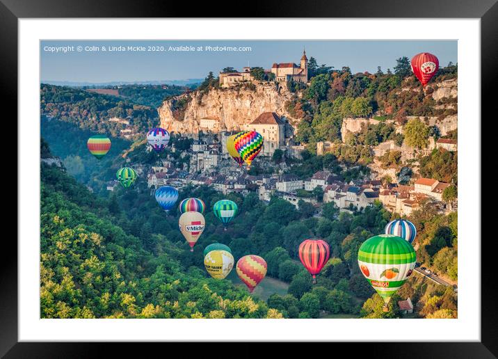 Hot Air Balloons at Rocamadour Framed Mounted Print by Colin & Linda McKie