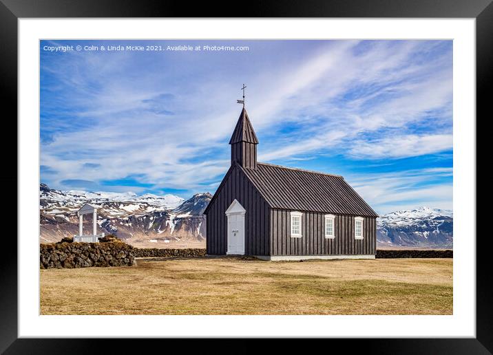 Budir Church, West Iceland Framed Mounted Print by Colin & Linda McKie