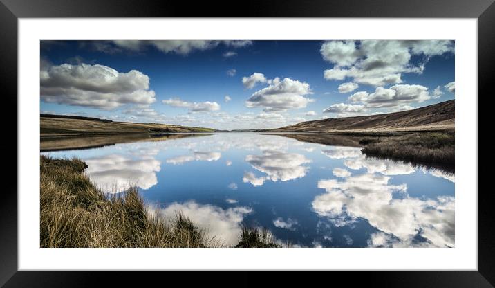 BE0014W - Withens Clough Reservoir - Wide Framed Mounted Print by Robin Cunningham