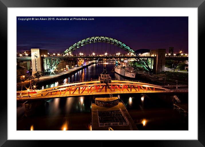  Newcastle Quayside Bridges Framed Mounted Print by Ian Aiken