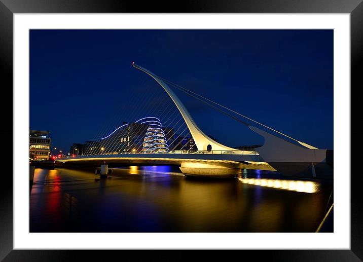  Samuel Beckett Bridge, Dublin, Ireland in Colour Framed Mounted Print by Ann McGrath