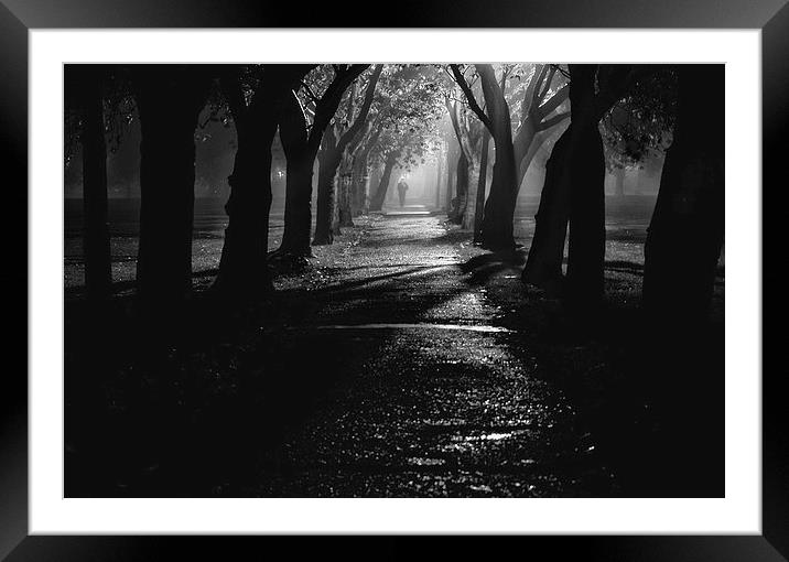  Edinburgh Meadows Walk Foggy Night Framed Mounted Print by Ann McGrath