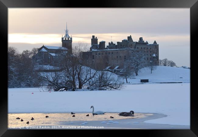 Snowy Linlithgow Palace in winter Framed Print by Photogold Prints