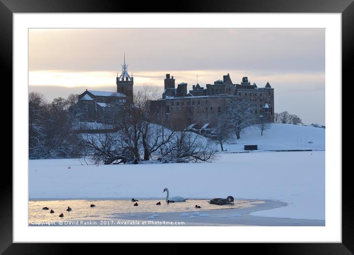 Snowy Linlithgow Palace in winter Framed Mounted Print by Photogold Prints