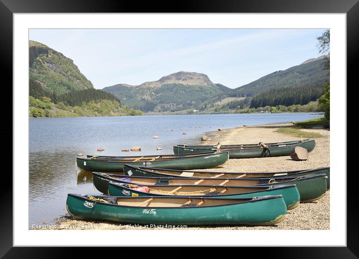 canoes on the shore of Loch Lubnaig,  the Highland Framed Mounted Print by Photogold Prints