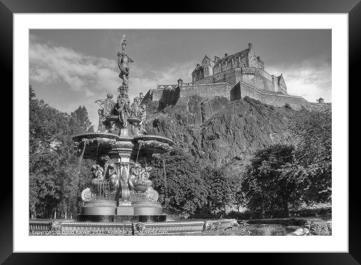Edinburgh Castle black and white Framed Mounted Print by Photogold Prints