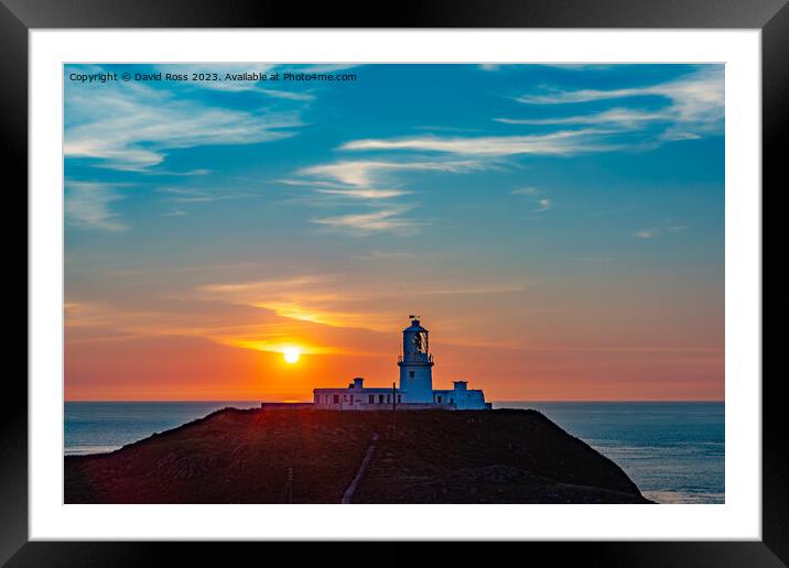 Strumble Head Lighthouse Framed Mounted Print by David Ross