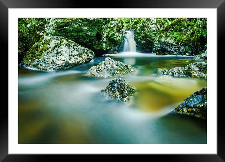 Wood of Cree waterfall, Dumfries and Galloway Framed Mounted Print by David Ross