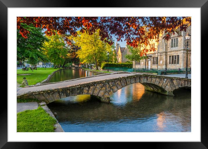 Bourton-on-the-Water Cotswolds Footbridge Framed Mounted Print by David Ross