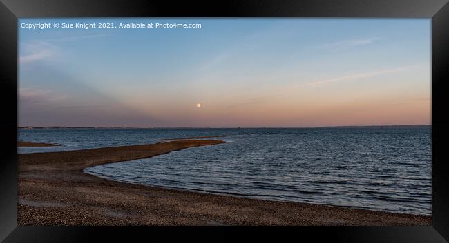 Full moon over the Solent Framed Print by Sue Knight