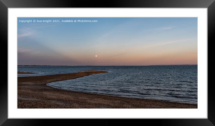 Full moon over the Solent Framed Mounted Print by Sue Knight