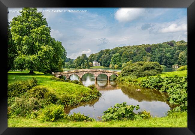 A view across the lake, Stourhead, Wiltshire Framed Print by Sue Knight