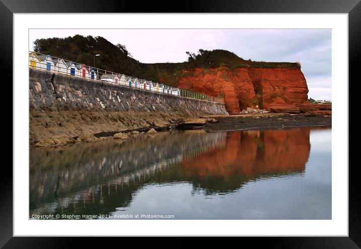 Sandstone Cliff and Beach Huts Framed Mounted Print by Stephen Hamer