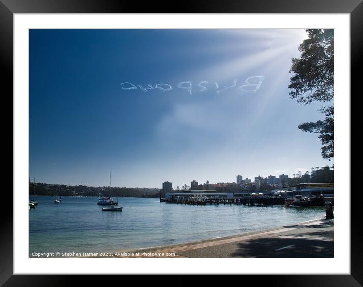 Sky Writing over Sydney Framed Mounted Print by Stephen Hamer