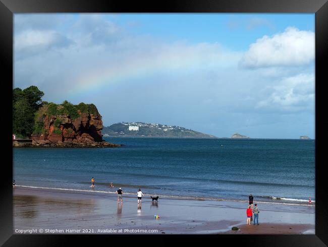 Rainbow over the Bay Framed Print by Stephen Hamer