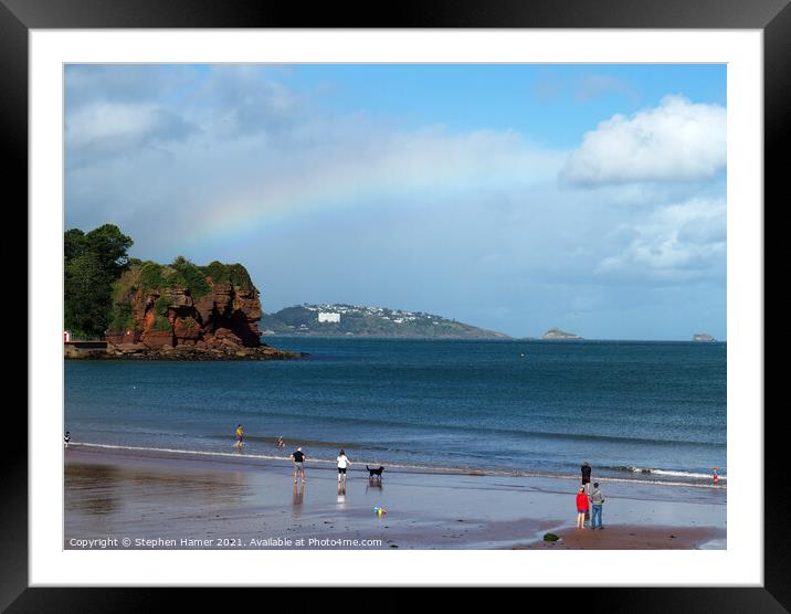 Rainbow over the Bay Framed Mounted Print by Stephen Hamer