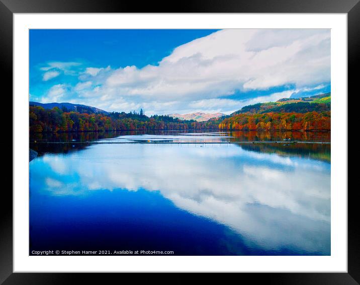 Loch Faskelly Cloud Reflection Framed Mounted Print by Stephen Hamer