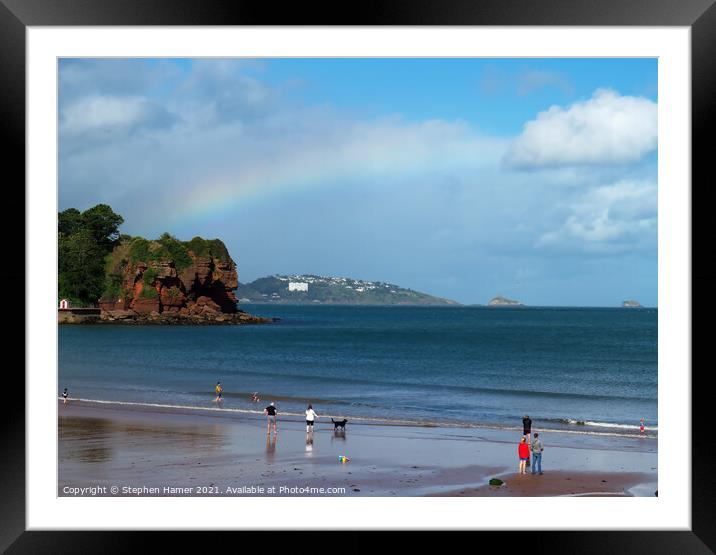 Rainbow over Tor Bay Framed Mounted Print by Stephen Hamer