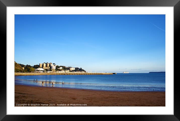 October paddle Torquay Framed Mounted Print by Stephen Hamer