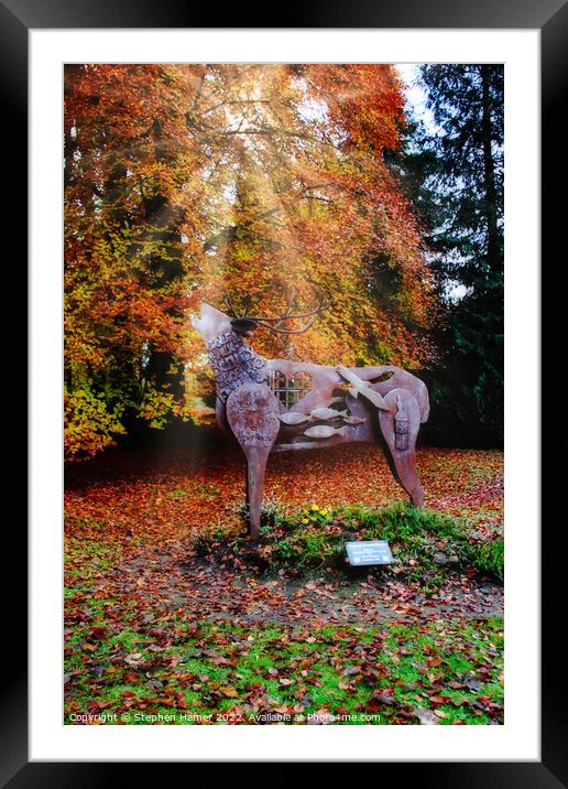 Red Deer Sculpture Framed Mounted Print by Stephen Hamer