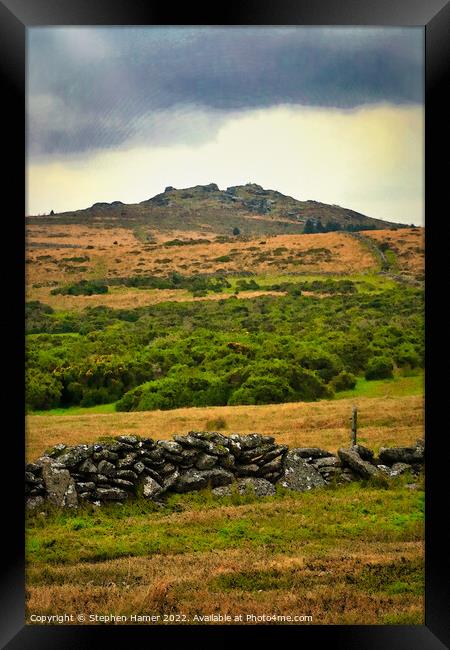 Majestic Saddle Tor Amidst Ominous Nimbostratus Cl Framed Print by Stephen Hamer