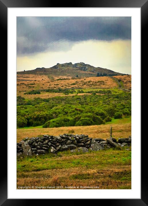 Majestic Saddle Tor Amidst Ominous Nimbostratus Cl Framed Mounted Print by Stephen Hamer