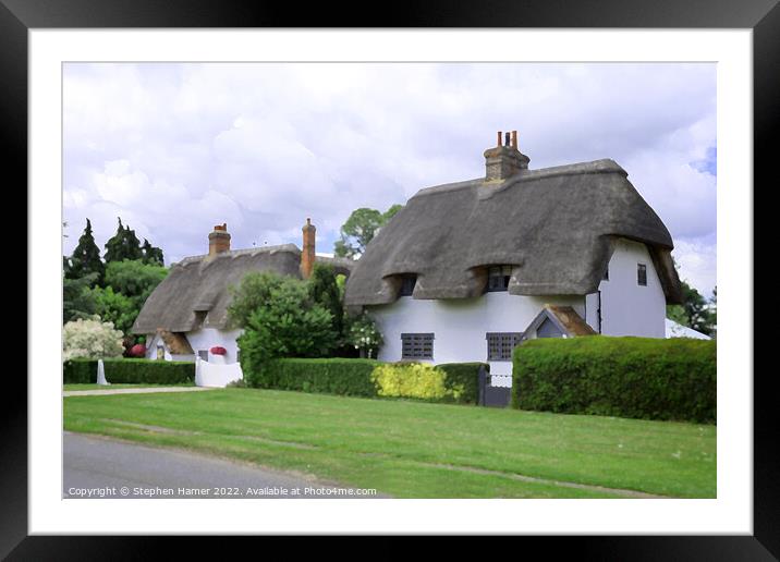 Charming Henham Cottages Framed Mounted Print by Stephen Hamer