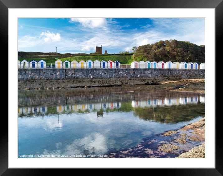 Beach Huts and Reflections Framed Mounted Print by Stephen Hamer