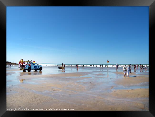 RNLI on Summerleaze Beach Framed Print by Stephen Hamer