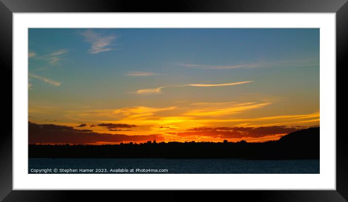 Sunset Silhouette Framed Mounted Print by Stephen Hamer