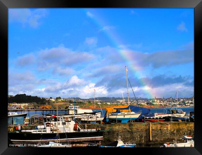 Rainbow over the Bay Framed Print by Stephen Hamer