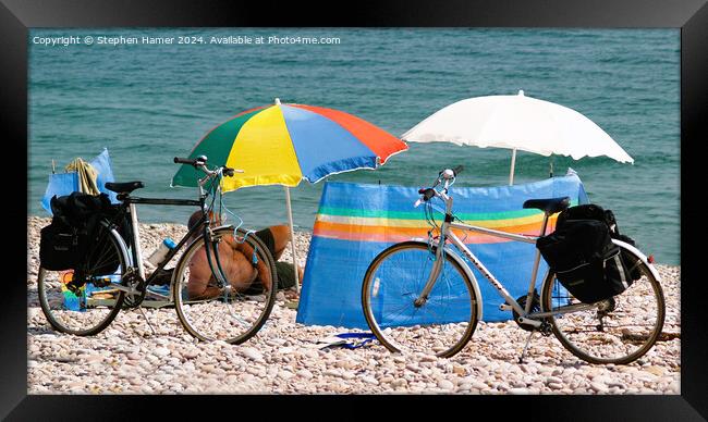 Bikes and Beach Framed Print by Stephen Hamer